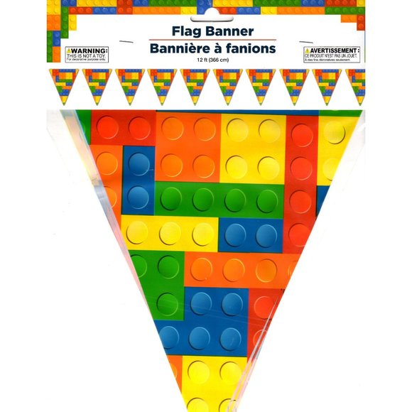 lego Flag Banner Party Decoration 12 foot length --- lot of Three - Picture 1 of 3